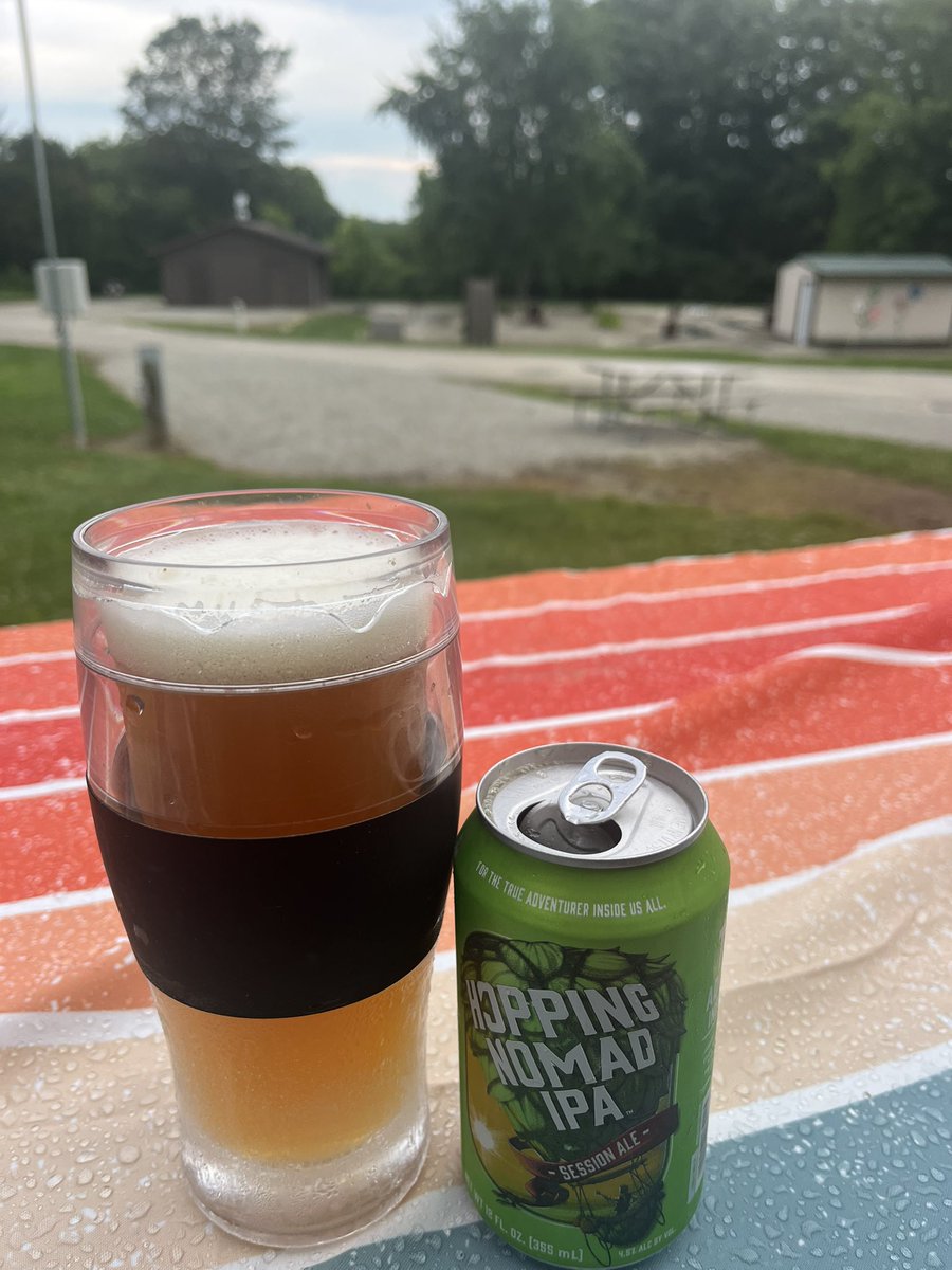 Chillin at the RV park near Wilmington Oh with a Hopping Nomad IPA from State of Brewing