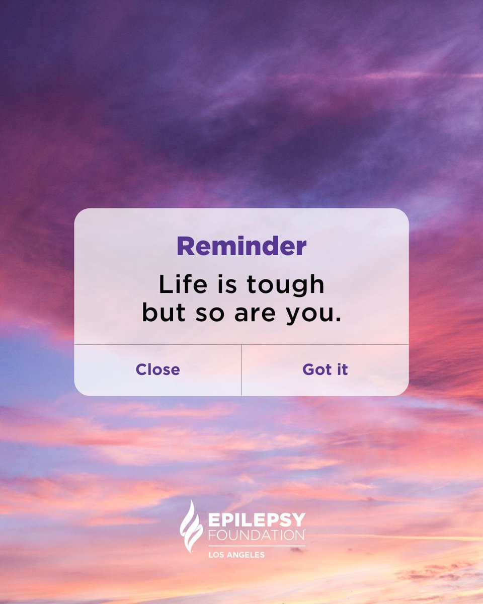 EpilepsyFdnLA's tweet image. Life is tough, but so are you. ๐โ
Let's keep going. One step, one breath, one moment at a time.