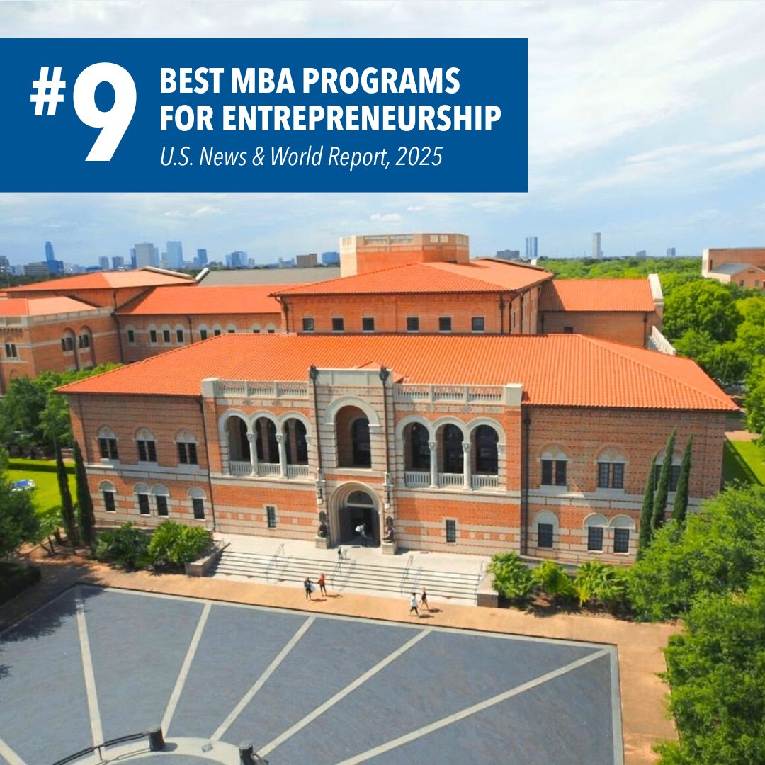 Rice Business (@rice_biz) on Twitter photo We’re proud to be ranked No. 9 among the top 15 MBA programs for entrepreneurship by <a href="/usnews/">U.S. News & World Report</a>! Through hands-on experience, mentorship and access to funding, Rice alumni have launched nearly 300 startups and counting since 2015.
See the full list here ➞ tinyurl.com/2f69mbkk We’re proud to be ranked No. 9 among the top 15 MBA programs for entrepreneurship by <a href="/usnews/">U.S. News & World Report</a>! Through hands-on experience, mentorship and access to funding, Rice alumni have launched nearly 300 startups and counting since 2015.
See the full list here ➞ tinyurl.com/2f69mbkk