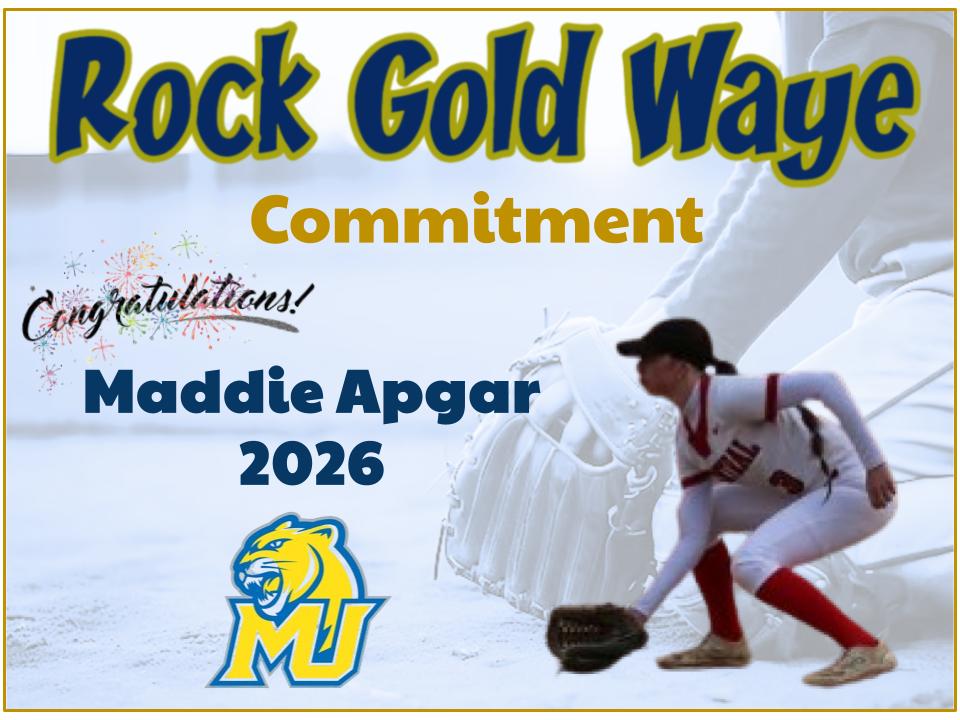 Rock Gold Waye Softball (@rockgoldwaye) on Twitter photo Congratulations to Rock Gold Waye player, Maddie Apgar - 2026, for her commitment to attend and play softball for Misericordia University. <a href="/MUCougars/">Misericordia Cougars</a> Congratulations to Rock Gold Waye player, Maddie Apgar - 2026, for her commitment to attend and play softball for Misericordia University. <a href="/MUCougars/">Misericordia Cougars</a>