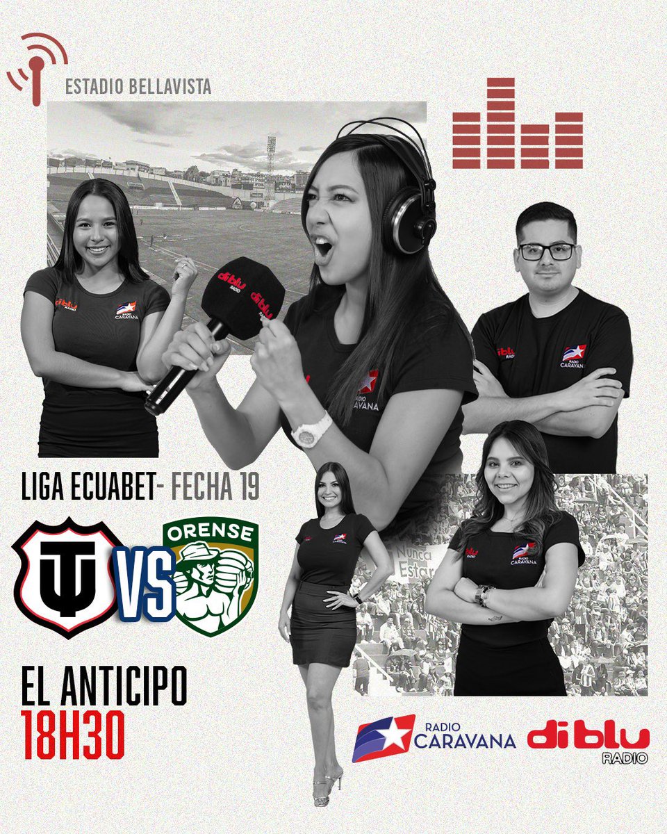Radio Diblu (@radiodiblufm) on Twitter photo 🔥 ¡SE TERMINA LA FECHA!
📋 Titulares de hoy:
🎙️ Relato: <a href="/Chinavelozb/">China Veloz</a>
🎙️ Comentarios: <a href="/rominariera11/">romina riera</a> - <a href="/marcolopezc95/">Marco López Castillo</a>
🎙️ Informes: <a href="/soniiperez_/">Sonia Pérez</a>
🎙️ Comerciales: <a href="/nadia_manosalva/">nadia manosalvas </a>
🔴 <a href="/TecnicoUOficial/">TécnicoUniversitario</a> 🆚 <a href="/Orense_SC/">Orense Sporting Club</a> 🟢
🏆 @LigaProEC
🗓️ Fecha 19
🏟️ Bellavista
⏰ 19H00
👉🏻 🔥 ¡SE TERMINA LA FECHA!
📋 Titulares de hoy:
🎙️ Relato: <a href="/Chinavelozb/">China Veloz</a>
🎙️ Comentarios: <a href="/rominariera11/">romina riera</a> - <a href="/marcolopezc95/">Marco López Castillo</a>
🎙️ Informes: <a href="/soniiperez_/">Sonia Pérez</a>
🎙️ Comerciales: <a href="/nadia_manosalva/">nadia manosalvas </a>
🔴 <a href="/TecnicoUOficial/">TécnicoUniversitario</a> 🆚 <a href="/Orense_SC/">Orense Sporting Club</a> 🟢
🏆 @LigaProEC
🗓️ Fecha 19
🏟️ Bellavista
⏰ 19H00
👉🏻