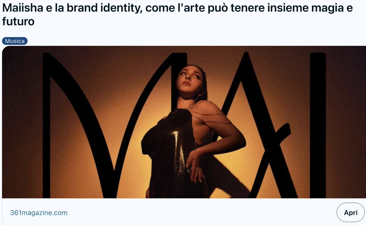 Maiisha e la brand identity, come l'arte può tenere insieme magia e futuro reddit.com/r/oknotizie/co…  ---   <a href="/MoninaMichele/">Michele Monina</a>  #Maiisha  <a href="/361_magazine/">361magazine</a>   #Musica #nuovosingolo #cantautice #videoclip #8luglio   #bonazeta #recensione #michelemonina -  #Maiishamusic  <a href="/MusicaSfere/">MusicaDelleSfere</a>