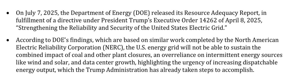 cleantechfacts's tweet image. Trump’s DOE released a report + fact sheet today that claimed increasing wind & solar power + coal and gas plant closures + AI = electricity blackouts. But just last year, a DOE report found AI can help create a 100% clean electricity system energy.gov/policy/article…