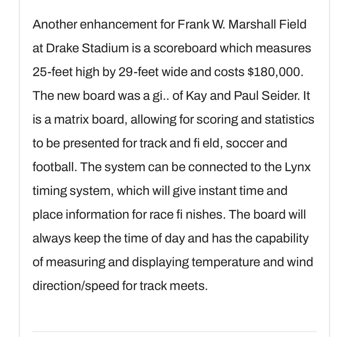 Alex_Seider14's tweet photo. Hey @UCLAAthletics @UCLA @UCLATrack_Field My Grandparents, Paul and Kay Seider who have passed, donated the track scoreboard in the early 2000’s that has since been replaced. I was hoping to see if anyone had any better photos of the old scoreboard or knows what happened to it? https://t.co/kvDSUbM9fH