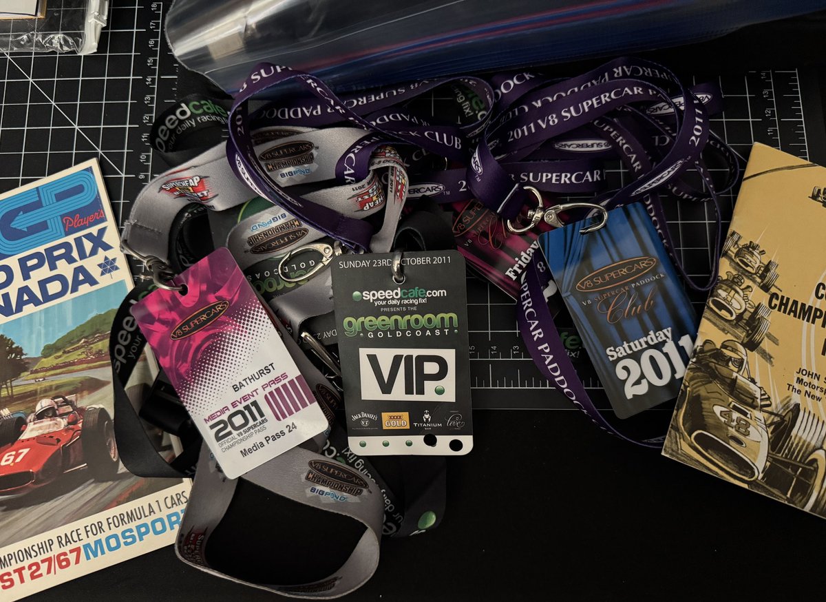 The never-ending cleaning and organizing project continues. Found these <a href="/supercars/">Supercars</a> creds in a random envelope. Miss those trips.