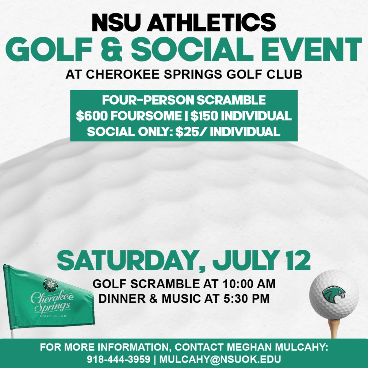 Don’t forget to sign up and come out to our NSU Athletics department golf tournament THIS Saturday at Cherokee Springs ⛳️

#HawksRise | #Come2TheQuah