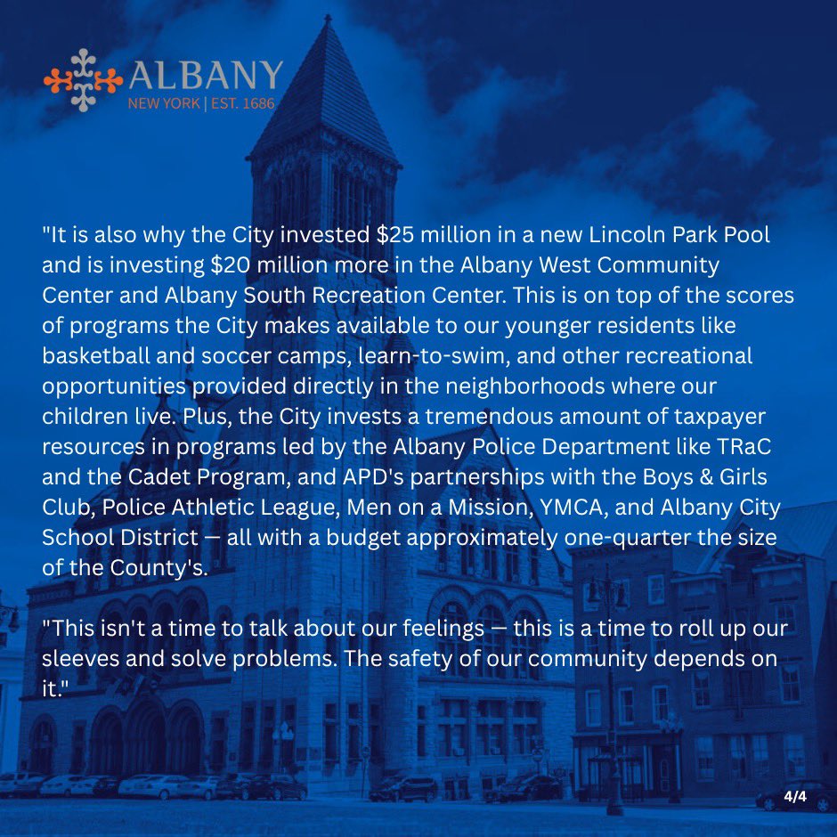 This isn't a time to talk about our feelings — this is a time to roll up our sleeves and solve problems. The safety of our community depends on it. 

My statement regarding the recent conversations around Raise the Age intervention programming: