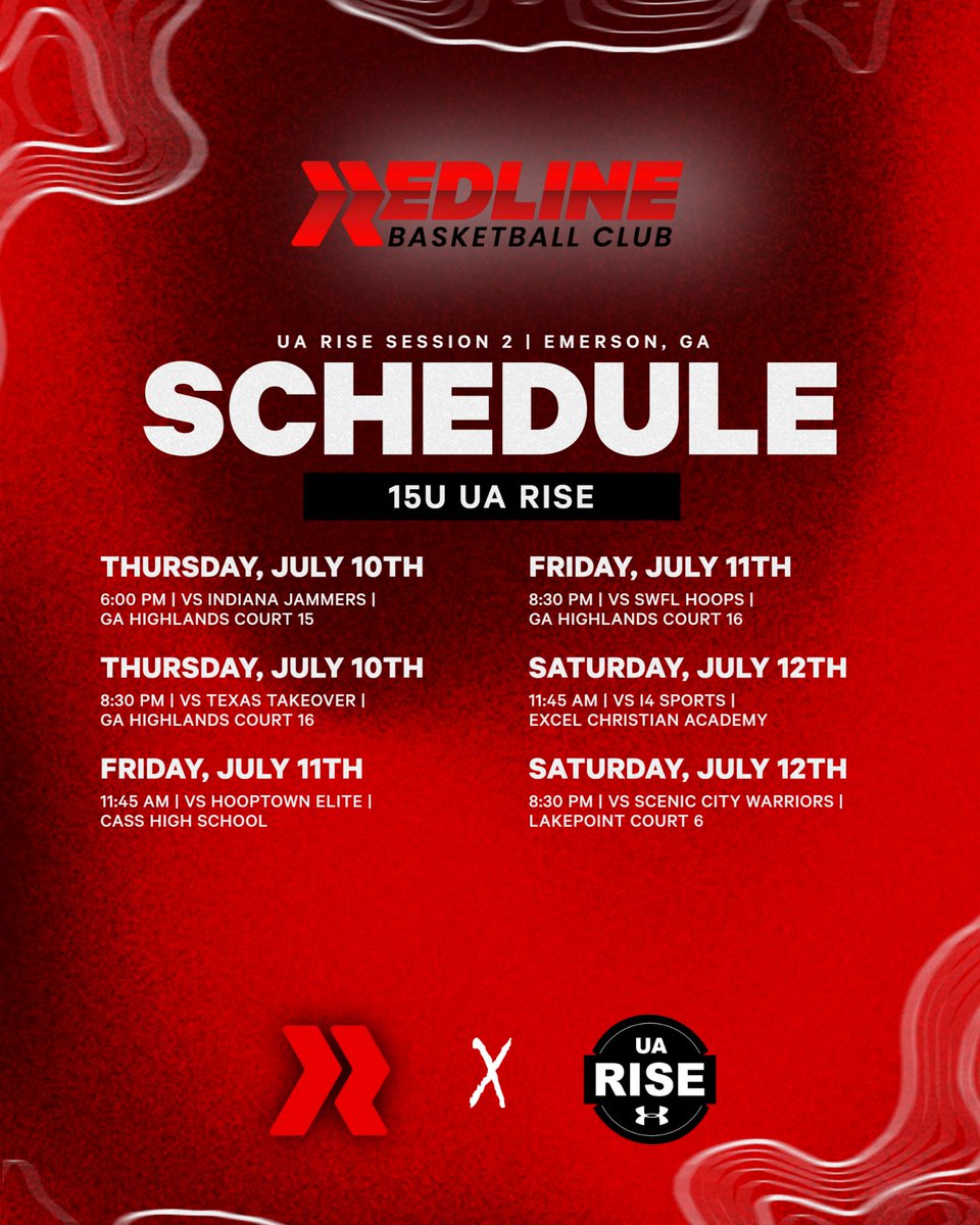 🚨 Live Period Schedules 🚨

We’re excited to be back with the 1st Live Period! Our UA Rise teams will be competing at the <a href="/RiseCircuit/">UA Rise Circuit</a> Session 2 while our Elite teams will be at the <a href="/hoopseen/">HoopSeen</a> Best of the South! ‼️

#DefenseTravels