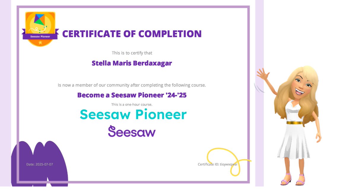 SMBerdaxagar's tweet image. 🚀I have just become a @Seesaw Pioneer!  #seesawpioneer #alwayslearning 🌎🇦🇷.