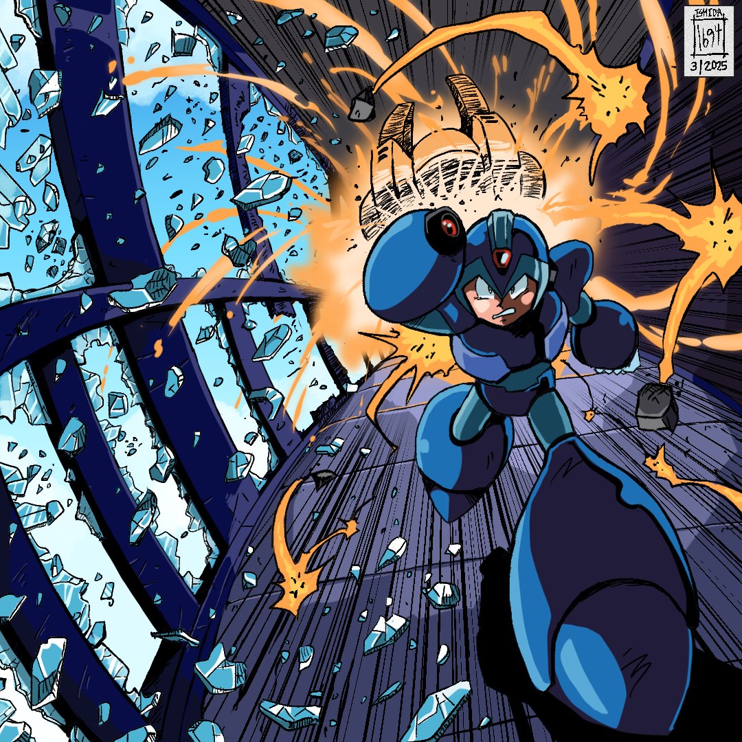 Captain_Ishi's tweet image. One of my favorite set pieces from MMX1 is the windows exploding on Storm Eagle&apos;s stage at the air base! It&apos;s so cool, especially for it&apos;s era!

Wanted to try and bring it to life! :] #MEGAMANX 
#stormeagle #megamanx1