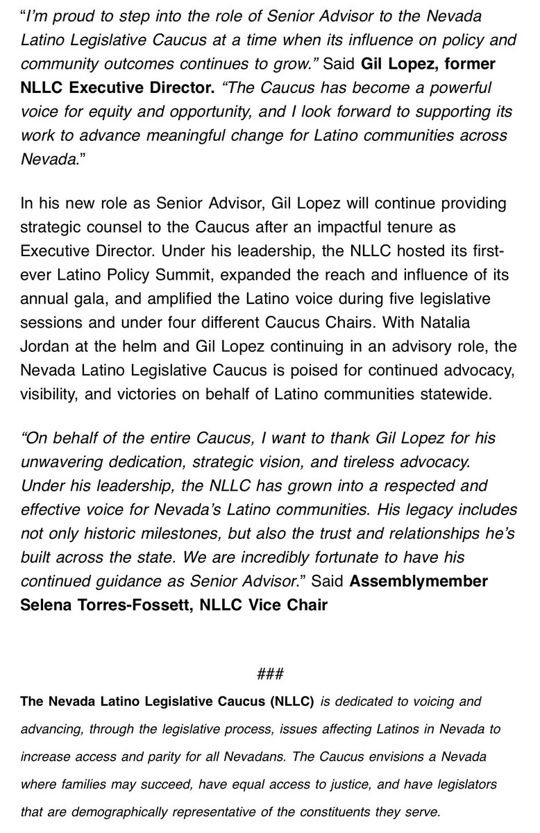Meet Natalia Jordan, our new Executive Director! ✨A proud Guatemalan/American strategist who’s shaped campaigns, budgets, and policy across Nevada.
➡️Endless thanks to Gil Lopez for his leadership and impact to the caucus and Nevadans. Excited for what’s ahead! 💙 #NLLC
