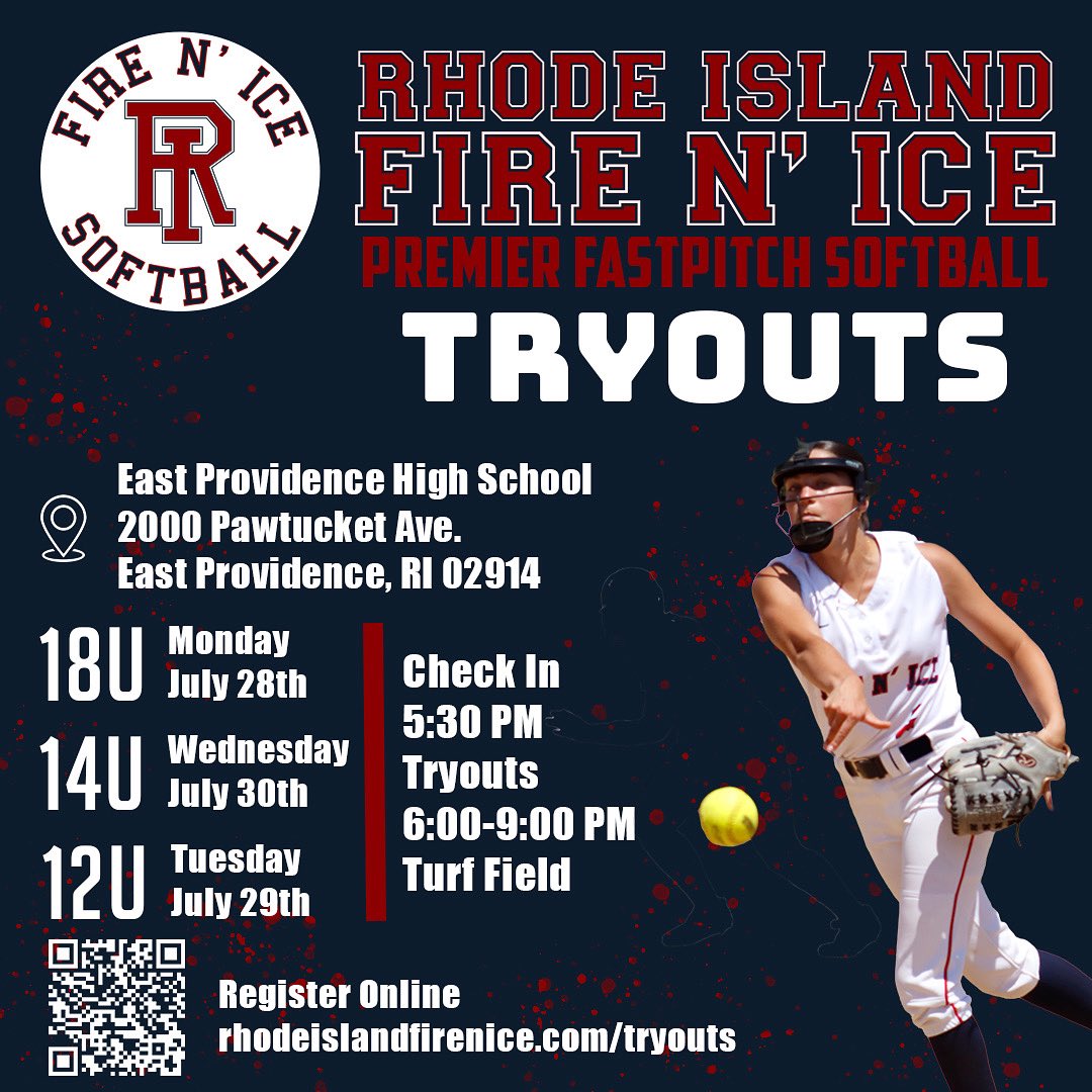 Fire N’ Ice tryouts announced! Come join our FNI Family! Click the link below to register for tryouts 12U, 14U, &amp; 18U:

rhodeislandfirenice.com/tryouts/