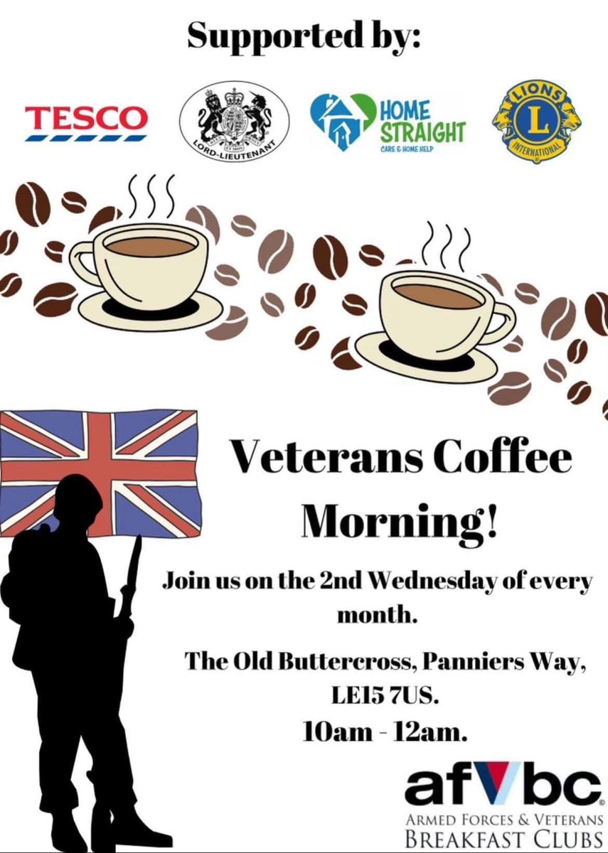 Rutland AFVBC (@oafvbc) on Twitter photo Wednesday 9th July is our monthly veterans coffee morning. If you are part of the Armed Forces community then please join us for a cuppa and a chat. A warm welcome awaits <a href="/RutStamSound/">Rutland & Stamford Sound</a> <a href="/RafaRutland/">RAFA Rutland</a> <a href="/RBLOakham/">Royal British Legion Oakham</a> <a href="/ageukleics/">Age UK Leicester Shire & Rutland</a> Wednesday 9th July is our monthly veterans coffee morning. If you are part of the Armed Forces community then please join us for a cuppa and a chat. A warm welcome awaits <a href="/RutStamSound/">Rutland & Stamford Sound</a> <a href="/RafaRutland/">RAFA Rutland</a> <a href="/RBLOakham/">Royal British Legion Oakham</a> <a href="/ageukleics/">Age UK Leicester Shire & Rutland</a>