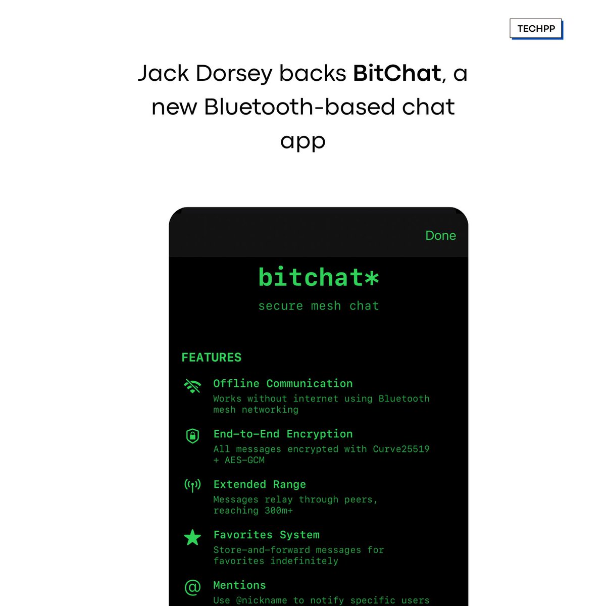 techpp's tweet image. Jack Dorsey backs BitChat, a new Bluetooth-based chat app

#BitChat #JackDorsey #Messaging #Bluetooth #WhatsApp #Signal