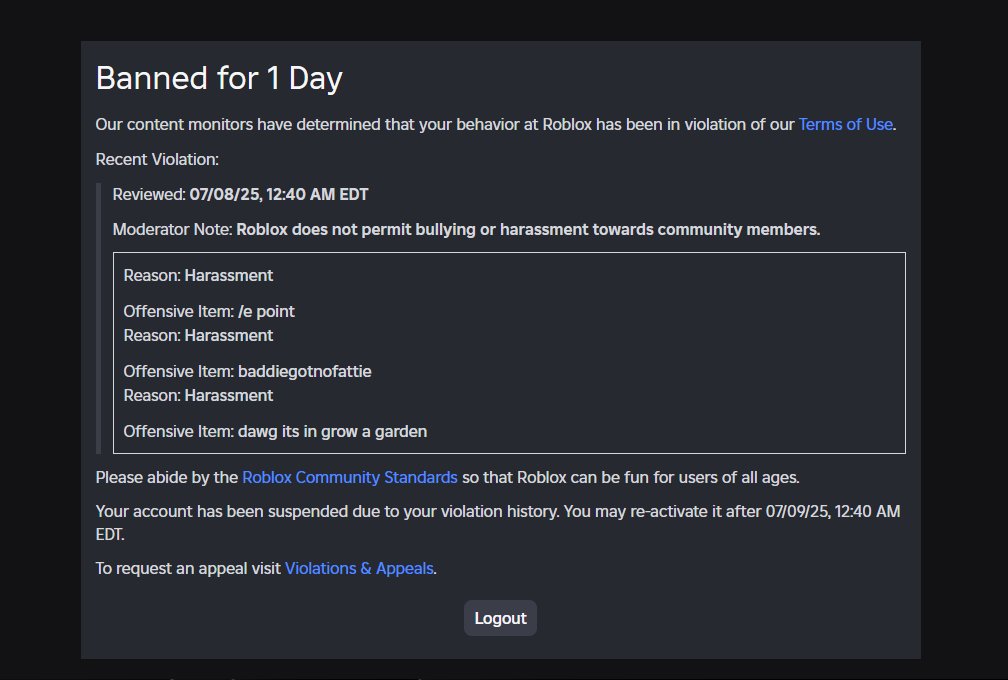 Shmipz's tweet photo. broooo. there was a user named "baddiewithafattie" and I was playing on their username not intending to harass anyone and got banned for it and saying "dawg its in grow a garden" is referring to somebody asking where to get a sprinkler in the hatch😭... #ROBLOX #robloxadmins https://t.co/GON3wqAkja