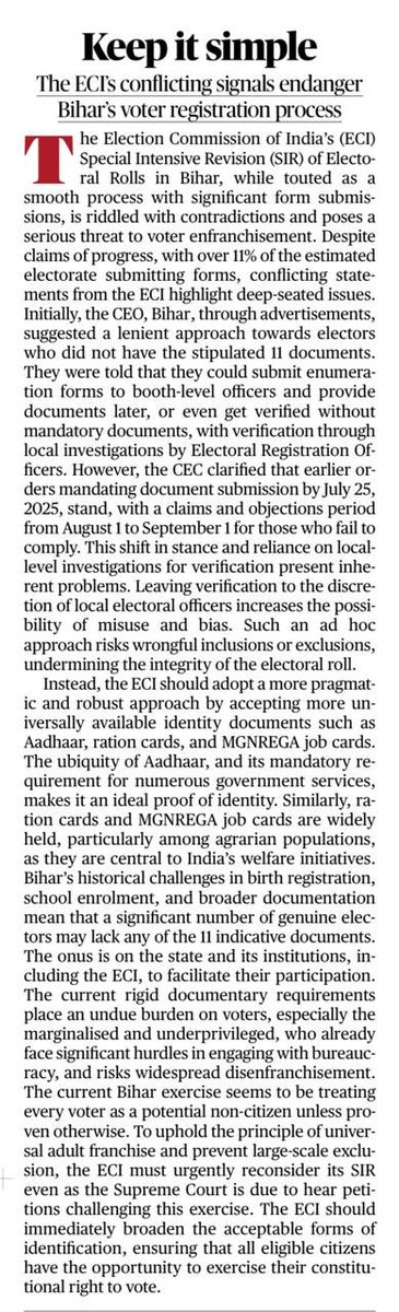 The #votebandi exercise continues unabated in #Bihar. Read the Hindu's editorial