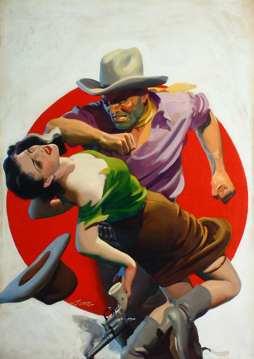 vintageillustra's tweet image. H. J. Ward - "Devil's Punchbowl," Romantic Western Magazine (1938)