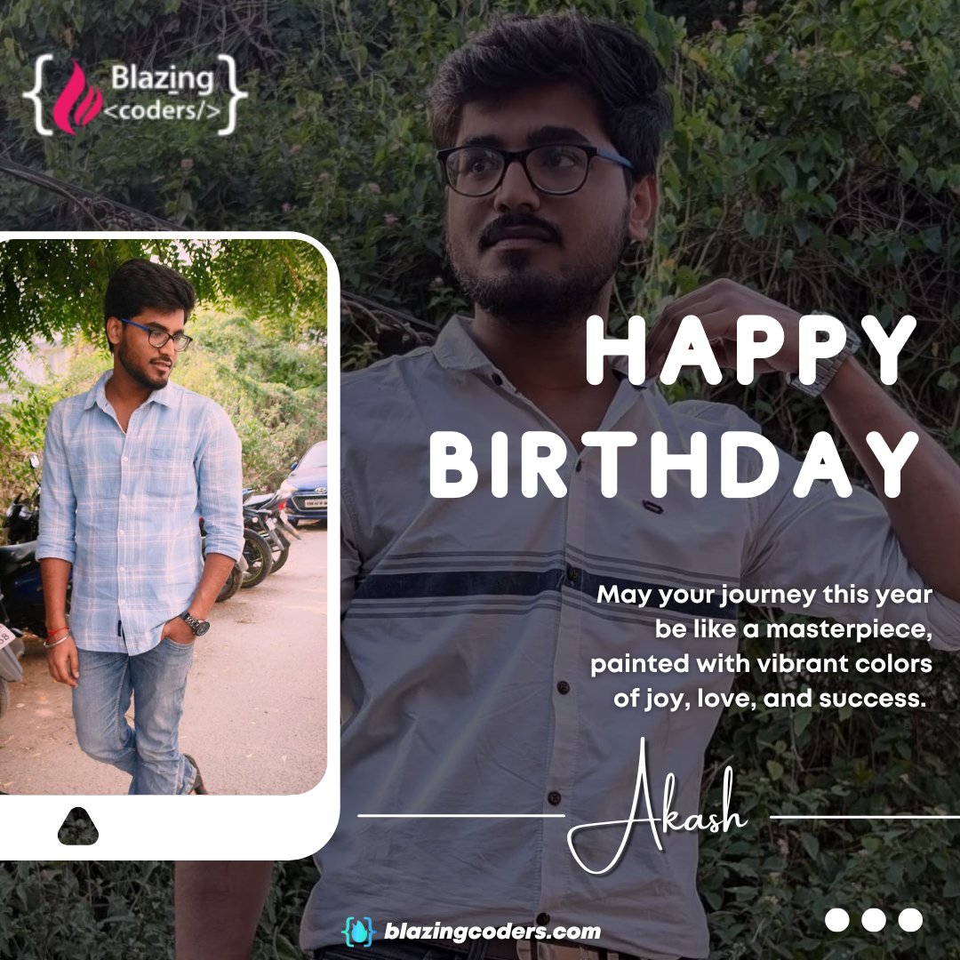 blazingcoders1's tweet image. 🎉🎂 Happy Birthday to our shining star, Akash!🎂
Wishing you a day filled with laughter, happiness, and all the things you love the most. 

ollow us - @blazingcoders

#HappyBirthdayAkash #TeamCelebration #WorkFamVibes #CheersToYou #HappyBirthdayAkash #TeamCelebration