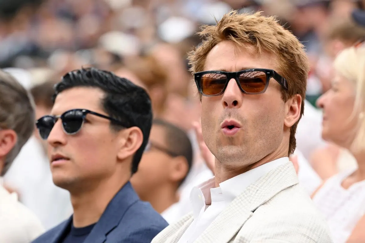 Danny Ramirez and Glen Powell at Wimbledon on July 5, 2025