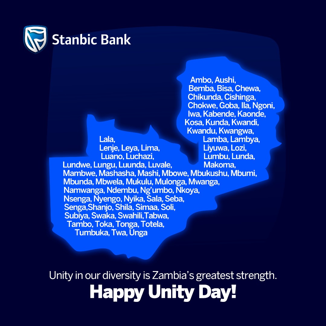 StanbicBankZM's tweet image. One land. Many cultures.
One nation. Many voices.
One Zambia. Always one people.
Happy Unity Day!
#UnityDay2025 #StanbicZambia #OneZambiaOneNation