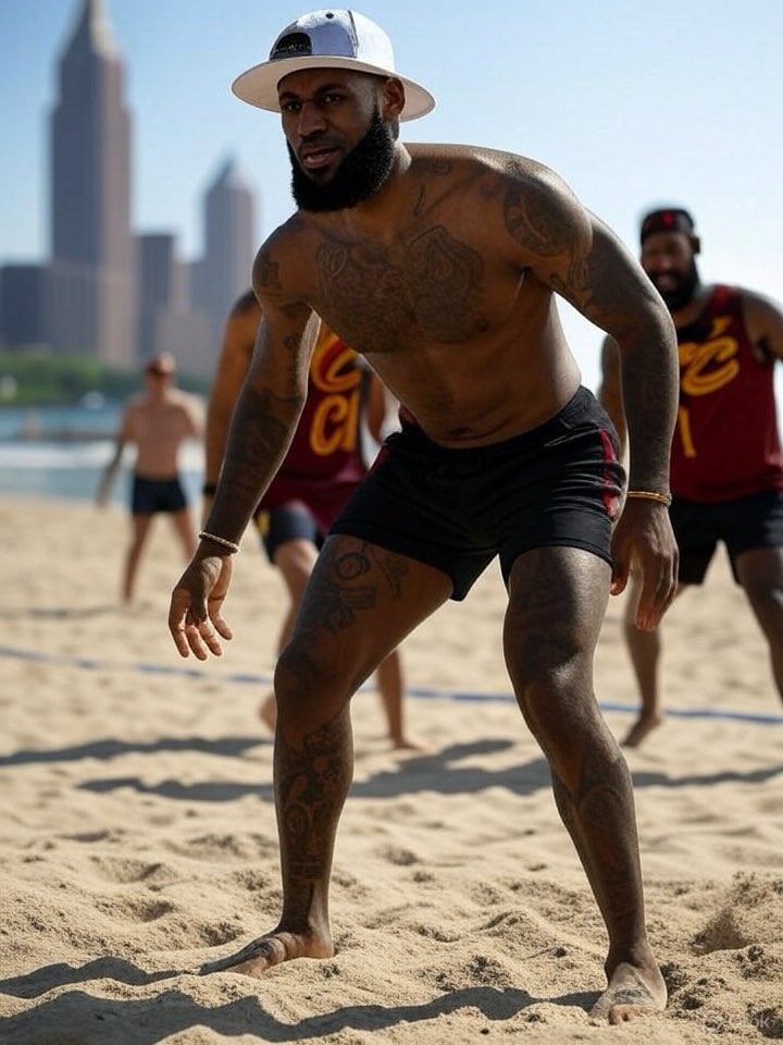 JBricks5's tweet photo. @KingJames I can see it now - you and me running volleyball at whiskey island https://t.co/xDfipIuUXC