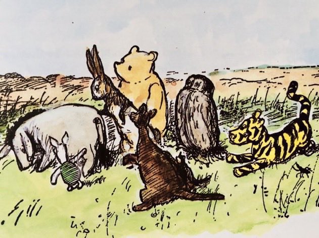 A_AMilne's tweet image. Eeyore turned round angrily on the others and said, “Everybody crowds round so in this Forest. There’s no Space. I never saw a more Spreading lot of animals in my life, and all in the wrong places. Can’t you SEE that Christopher Robin wants to be alone?” ~A.A.Milne #tuesdayvibe