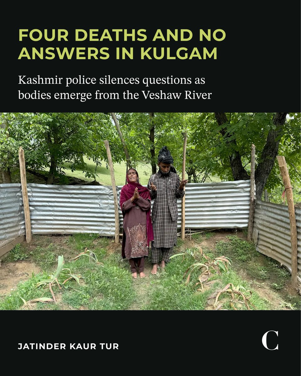 #Kashmir | Mehma Bano and Mohammad Sadiq grieve their two sons, Ryaz and Shaukat Bajad, who were buried by the Jammu and Kashmir Police in the land behind their house. The police, who the family claim killed their sons and a nephew, did not allow them to conduct a funeral.

As