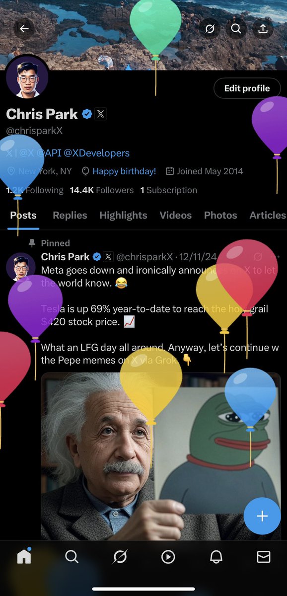 chrisparkX's tweet image. wrapping up born day (7/7) the best way with 𝕏 balloons. grateful, blessed &amp; even more determined than ever. LFG 🥳