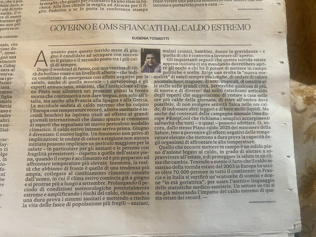 Paolo Fornasari 🇪🇺🇮🇹 🇺🇦 ☮️ (@paoloangelorf) on Twitter photo .<a href="/e_tognotti/">Eugenia Tognotti</a> “gli inquietanti segnali che questa torrida estate ci sta mandando dovrebbero aprire gli occhi quello che occorre mettere in campo è un solido piano d’azione legato al caldo in grado di aiutare a sopravvivere all’estate e proteggere la salute in un clima che cambia .<a href="/e_tognotti/">Eugenia Tognotti</a> “gli inquietanti segnali che questa torrida estate ci sta mandando dovrebbero aprire gli occhi quello che occorre mettere in campo è un solido piano d’azione legato al caldo in grado di aiutare a sopravvivere all’estate e proteggere la salute in un clima che cambia