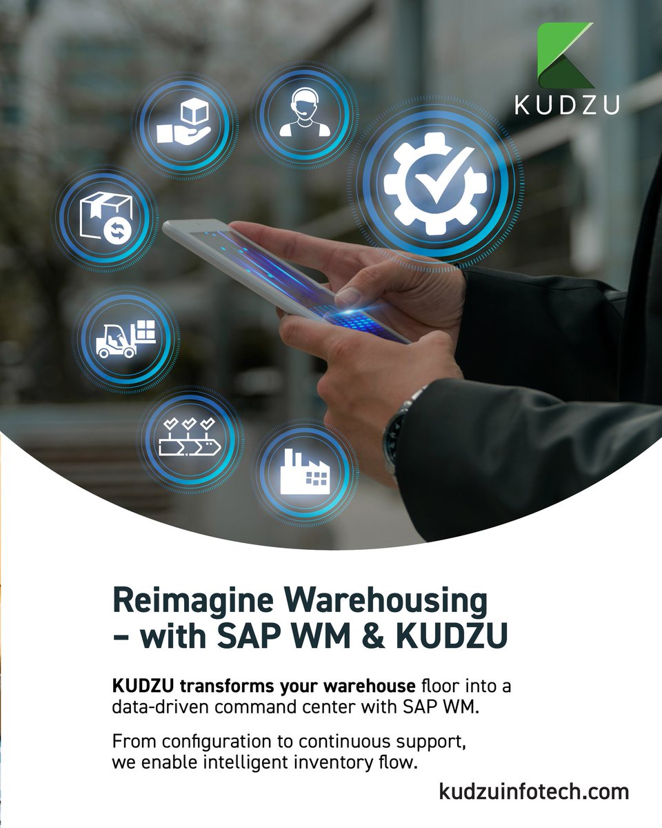 kudzu_infotech's tweet image. Inventory shouldn’t be a black box. SAP WM brings visibility and precision—KUDZU brings the expertise.

Let’s upgrade your warehouse to an efficiency powerhouse.

#SAPWM #WarehouseAutomation #KUDZUDrivesEfficiency