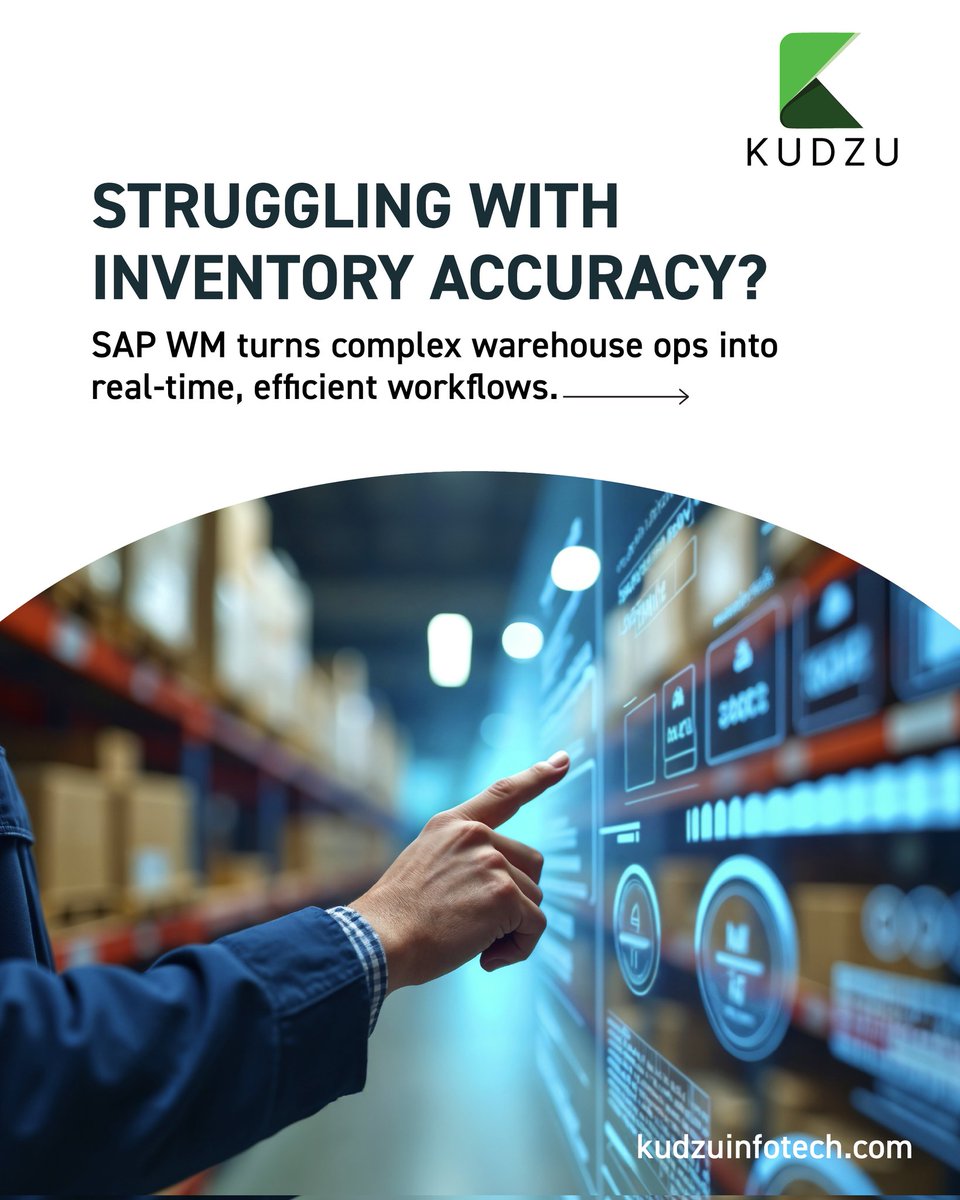kudzu_infotech's tweet image. Inventory shouldn’t be a black box. SAP WM brings visibility and precision—KUDZU brings the expertise.

Let’s upgrade your warehouse to an efficiency powerhouse.

#SAPWM #WarehouseAutomation #KUDZUDrivesEfficiency