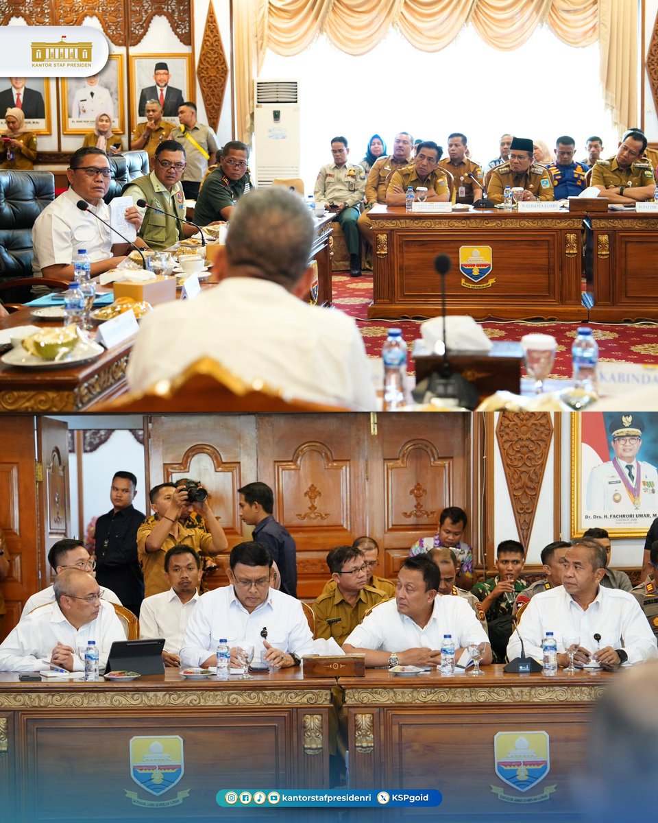 KSPgoid's tweet photo. Kepala Staf Kepresidenan, Letjen TNI (Purn) AM Putranto, memimpin Rapat Koordinasi Kesiapsiagaan Penanggulangan Kebakaran Hutan dan Lahan (Karhutla) serta Tata Kelola Migas di Provinsi Jambi, Senin (7/7).
#KSP #UpdateKSP #Karhutla #Migas #TataKelolaMigas #ProvinsiJambi #Jambi https://t.co/Xx0OCakqrr