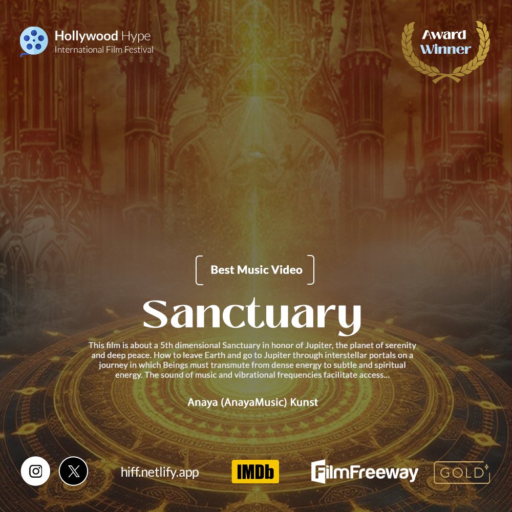 🌟 BEST MUSIC VIDEO WINNER!🌟
🏆 Sanctuary— Directed by the visionary Anaya Kunst

Heartfelt congratulations to Anaya Kunst for the extraordinary work behind Sanctuary— a true masterpiece that captivated our hearts and claimed the top honor!✨

#hhype_iff #Winner #SanctuaryMagic