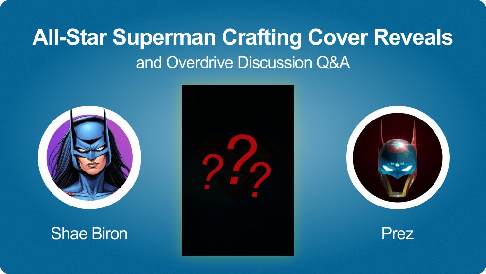 Prez🎙️🦇 (@prezweb3) on Twitter photo All-Star #Superman Crafting Covers, Revealed!
+ 2nd Daily Planet Collection Challenge, Explained
.. I open up a Q&A for <a href="/Shae_Biron/">ShaeBiron.eth</a> and the public to discuss "Overdrive" - bring your best ideas..
..and Shae will pick a winner that will win a prize!
Thursday, 6pm BST, 1pm ET All-Star #Superman Crafting Covers, Revealed!
+ 2nd Daily Planet Collection Challenge, Explained
.. I open up a Q&A for <a href="/Shae_Biron/">ShaeBiron.eth</a> and the public to discuss "Overdrive" - bring your best ideas..
..and Shae will pick a winner that will win a prize!
Thursday, 6pm BST, 1pm ET