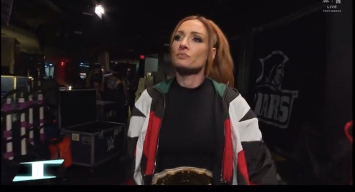 Becky wearing the colours of the Palestine flag as a jacket 😌