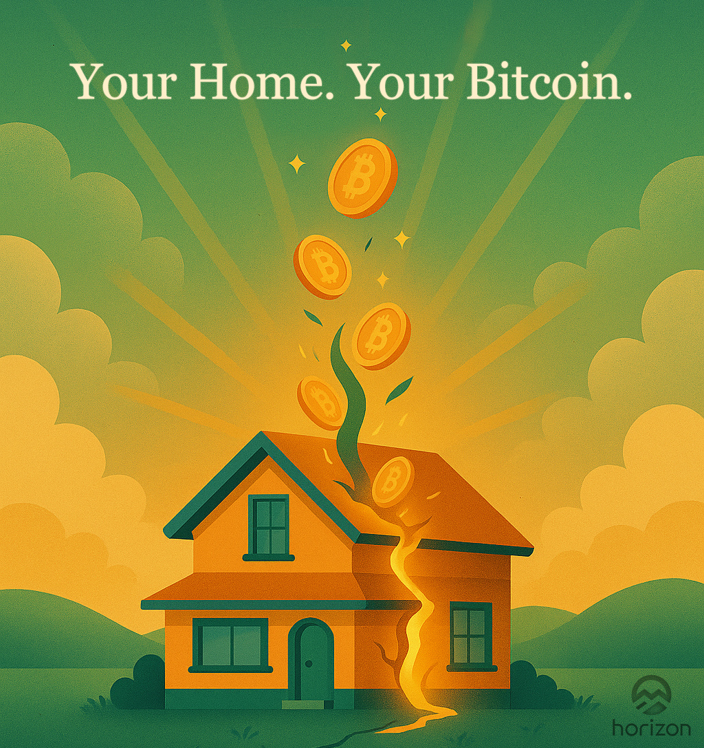 Your equity wasn’t meant to sit still.
Your bitcoin dreams weren’t meant to wait.

With Horizon, you can unlock the value in your home to start stacking without selling, moving, or extra monthly payments.

Your Home. Your Bitcoin.
joinhorizon.com