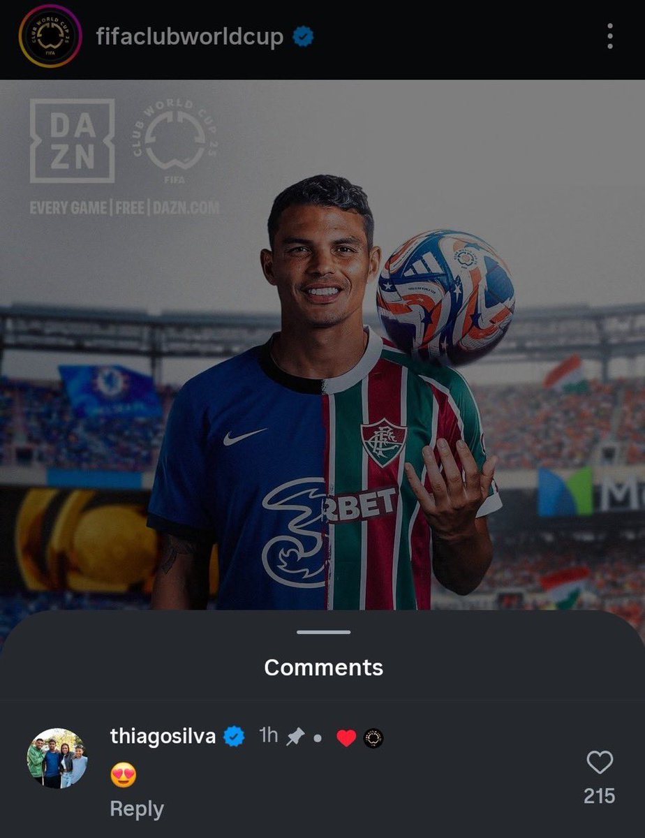 🚨クラブワールドカップ公式が載せたチアゴ・シウバ(チェルシー