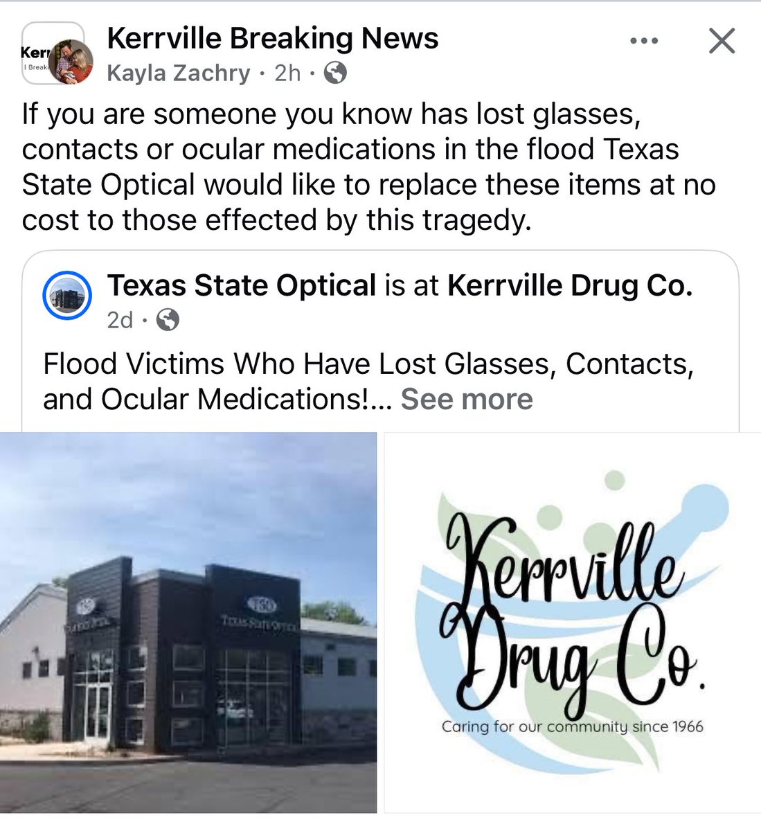 Flood Victims Who Have Lost Glasses, Contacts, and Ocular Medications!

📞Contact us: 830-257-6336
📅 Available: M-F 8:30-5:30

Please share this post to help reach those in need. Together, we can make a difference.