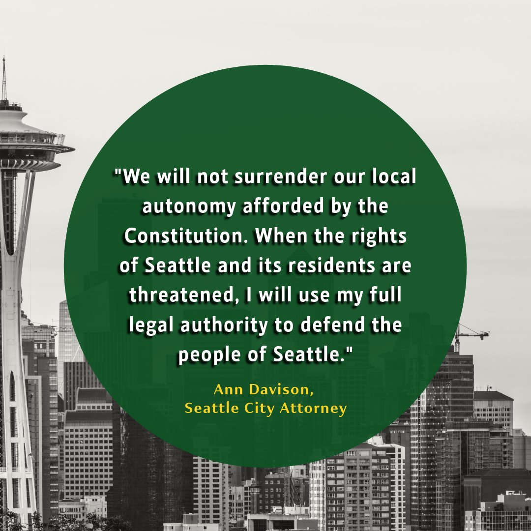 NeighborsForAnn's tweet photo. “Whenever there is potential negative impact to Seattle from any Trump Administration action, I will take every measure to respond appropriately and within the bounds of law.” -AD

#ProtectSeattle #Constitution #LocalAutonomy https://t.co/CxQBkCoJiK