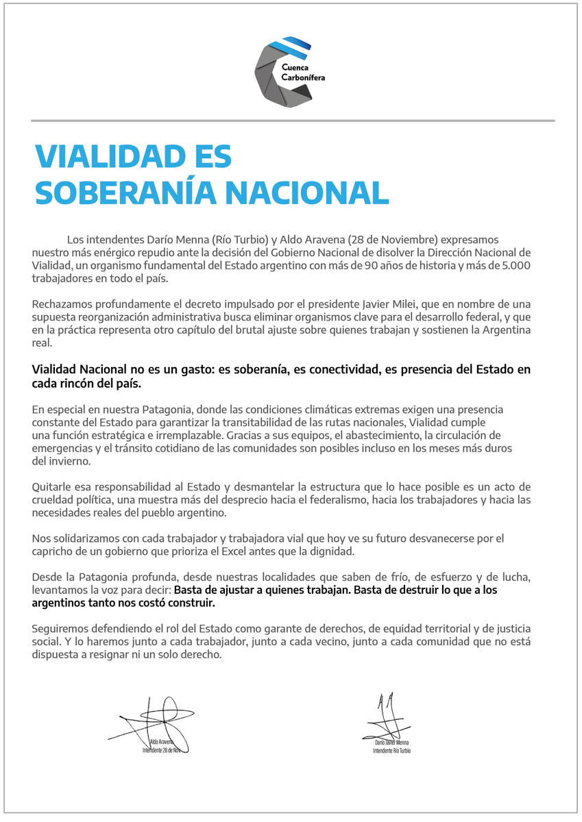DarioMennaOk's tweet photo. VIALIDAD ES SOBERANÍA NACIONAL

#VialidadSeDefiende #NoAlAjuste #PatagoniaPresente https://t.co/IYYgSYPRc7