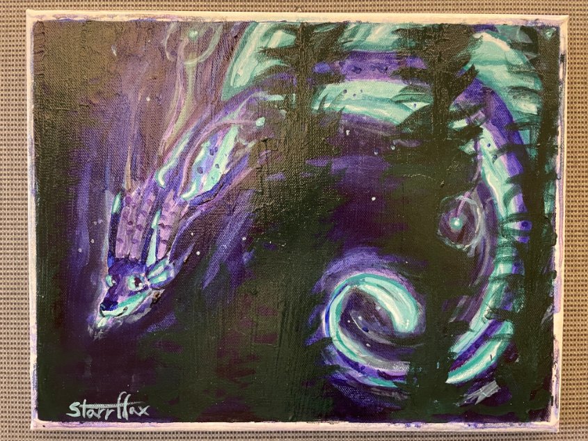 starrffax's tweet image. Paintings done for the Anthrocon &apos;25 Art show. Was fun.