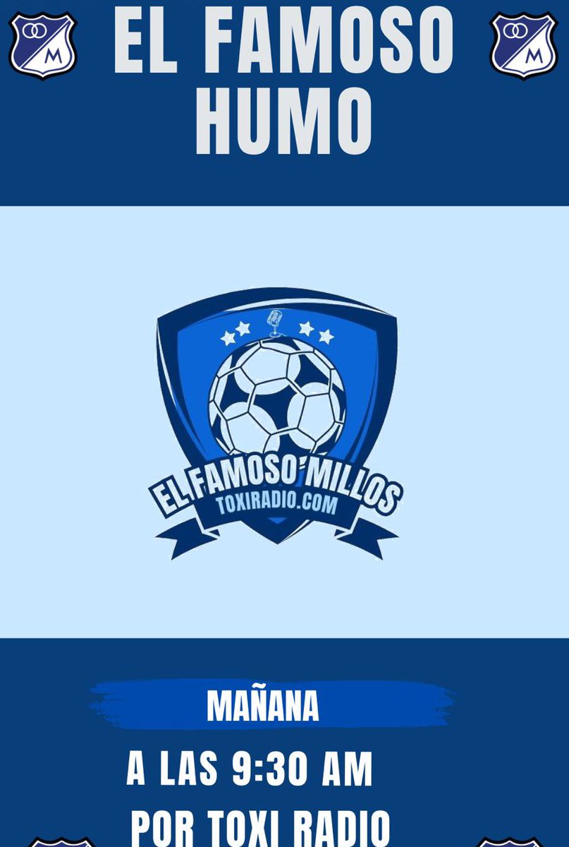 Toxi Radio Digital (@toxiradio) on Twitter photo MAÑANA “EL FAMOSO MILLOS” A LAS 9:30AM
POR TOXIRADIO Y CANALES DE <a href="/EduardoLuisFut/">Eduardo Luis López T</a>
<a href="/AndresMagri/">Andrés Magri G.</a> <a href="/santi1dm/">Santiago Morales</a> <a href="/GeanMagri/">Gean Carlo Magri</a> MAÑANA “EL FAMOSO MILLOS” A LAS 9:30AM
POR TOXIRADIO Y CANALES DE <a href="/EduardoLuisFut/">Eduardo Luis López T</a>
<a href="/AndresMagri/">Andrés Magri G.</a> <a href="/santi1dm/">Santiago Morales</a> <a href="/GeanMagri/">Gean Carlo Magri</a>