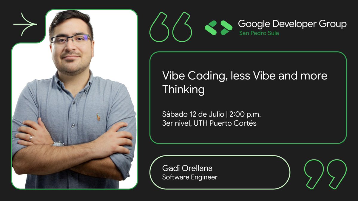 GDGSanPedroSula's tweet image. 🚀 ¡Prepárense para una nueva ola de tecnología!
📍 El GDG San Pedro Sula desembarca en Puerto Cortés con un evento presencial que promete ser inolvidable.
🌊 Te invitamos a ser parte de Código en el Puerto, una experiencia única donde la innovación y la comunidad se...