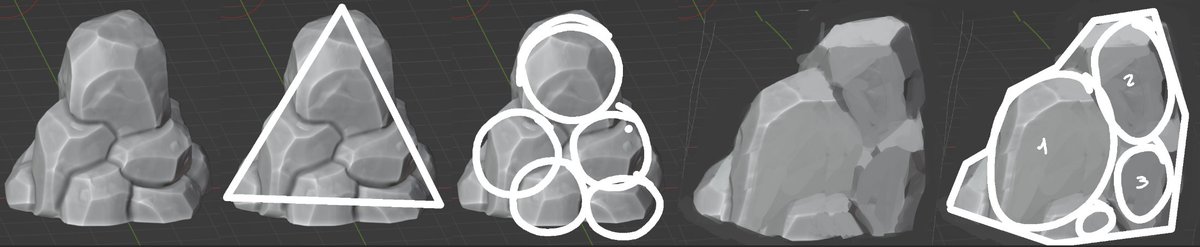 <a href="/Vumified/">Vumified</a> Some tips: Focus on the silhouette to ensure it's interesting and asymmetrical, especially for organic stuff. Avoid using blocks of similar size. Having one dominant shape with smaller secondary shapes creates visual rest areas and helps guide the viewer’s eye from large to small