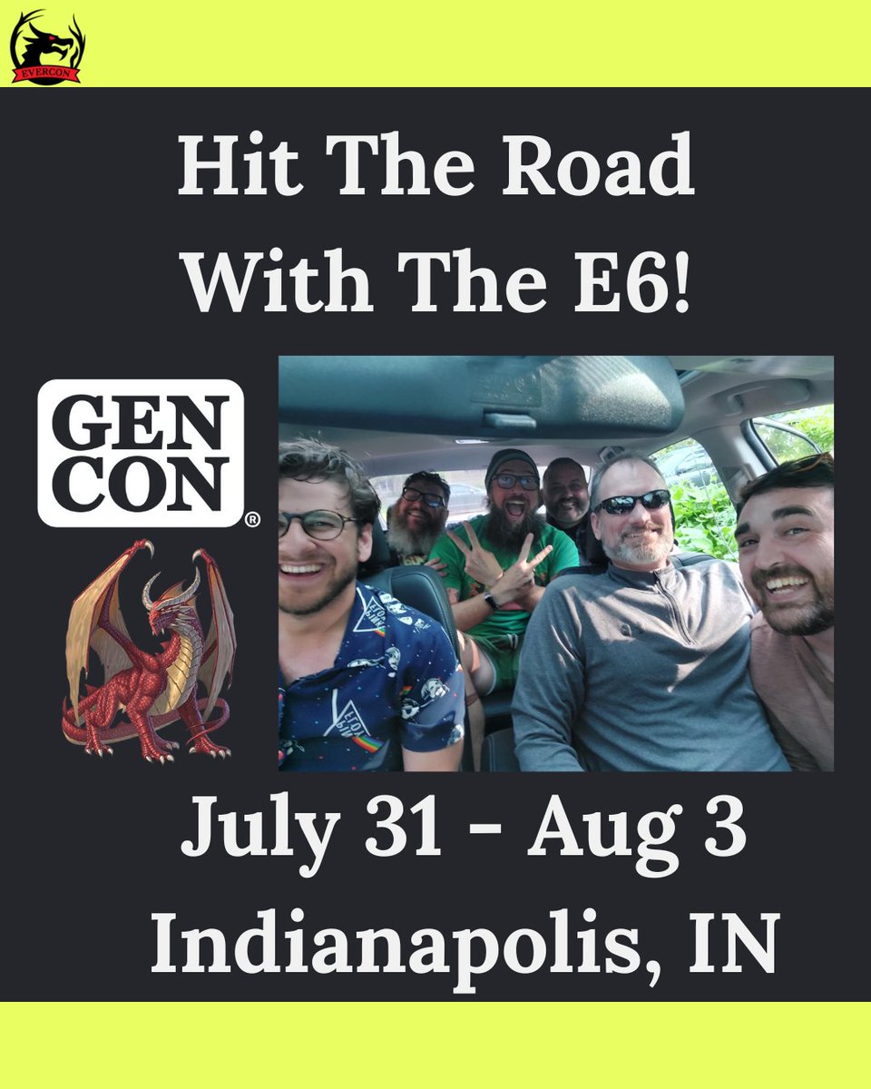 Just a few short weeks and the Evercon crew will be heading out to GenCon. Anyone else going to be there? Hit us up for a "Fans of Evercon" meetup at GenCon! #gencon #evercon #roadtrip #gameon