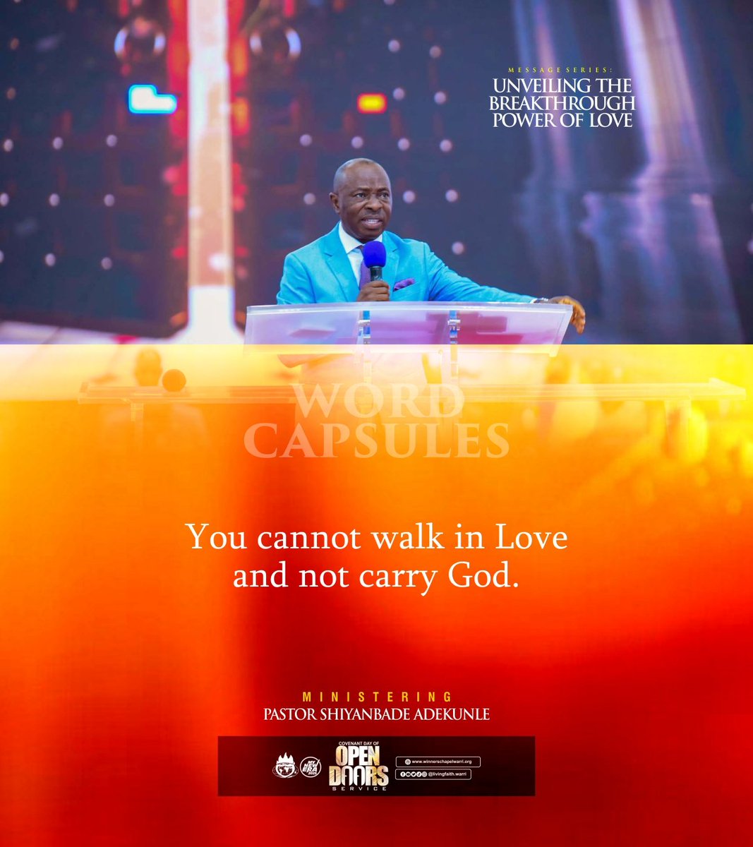 LivingWarri's tweet photo. COVENANT DAY OF OPEN DOORS PROPHETIC SERVICE / 6TH JULY 2025.
MESSAGE TITLE: UNVEILING THE BREAKTHROUGH POWER OF LOVE PT. 1A
MINISTERING: PASTOR SHIYANBADE ADEKUNLE
.
.
.
.
.
#CovenantDayOfOpenDoors
#OpenDoorsService
#MyNewEra2025
#LivingFaithChurchEffurun https://t.co/MwbkfinZ3t