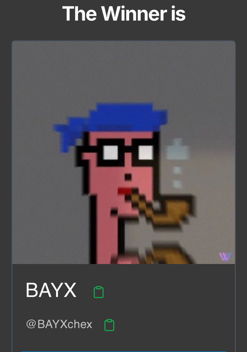 Late to draw sorry 

Congrats <a href="/BAYXchex/">BAYX</a>