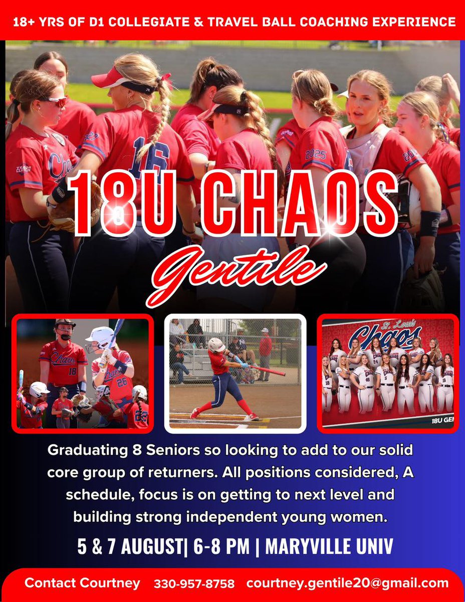 Be a part of a great organization &amp; team! Have the opportunity to play the highest level competition &amp; be seen by college coaches. Coaches have played &amp; coached  D1 softball. Knowledgeable recruiting assistance w/highly connected coaches. See you on August 5th or 7th or contact