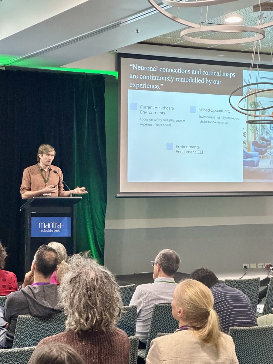 hopkins_centre's tweet image. Hopkins Researcher Mike Norwood launched #datablitz at #NRSIG2025 on #social #environmental #interventions talking about integrating environmental enrichment in rehab &amp;amp; immersive virtual reality #VR of natural environments to reduce #psychological distress in #neurorehabilitation