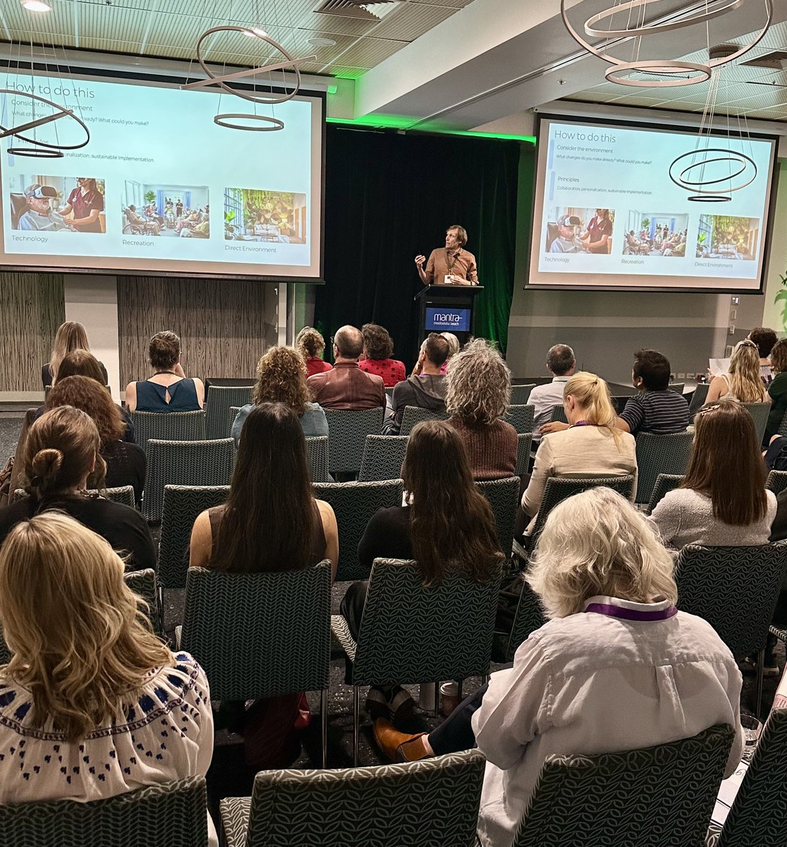 Hopkins Researcher Mike Norwood launched #datablitz at #NRSIG2025 on #social #environmental #interventions talking about integrating environmental enrichment in rehab &amp; immersive virtual reality #VR of natural environments to reduce #psychological distress in #neurorehabilitation